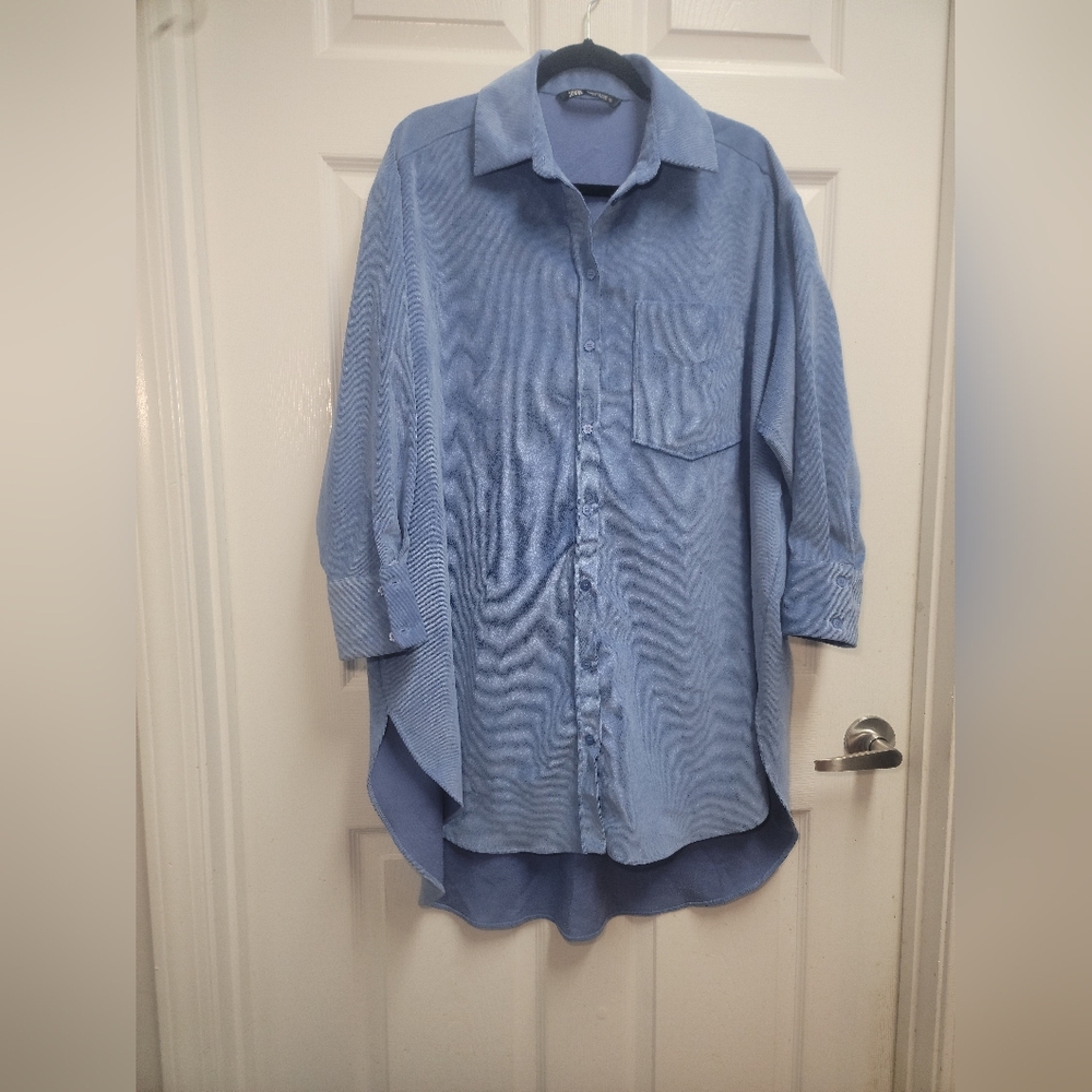 Zara Light Blue Maxi Shirt Dress